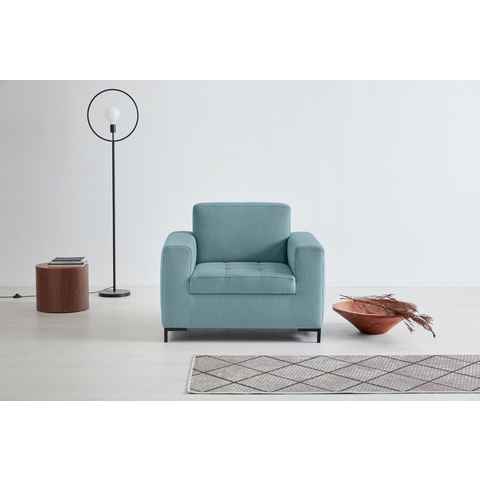 OTTO products Sessel Grazzo, hochwertige Stoffe aus recyceltem Material, Steppung im Sitzbereich