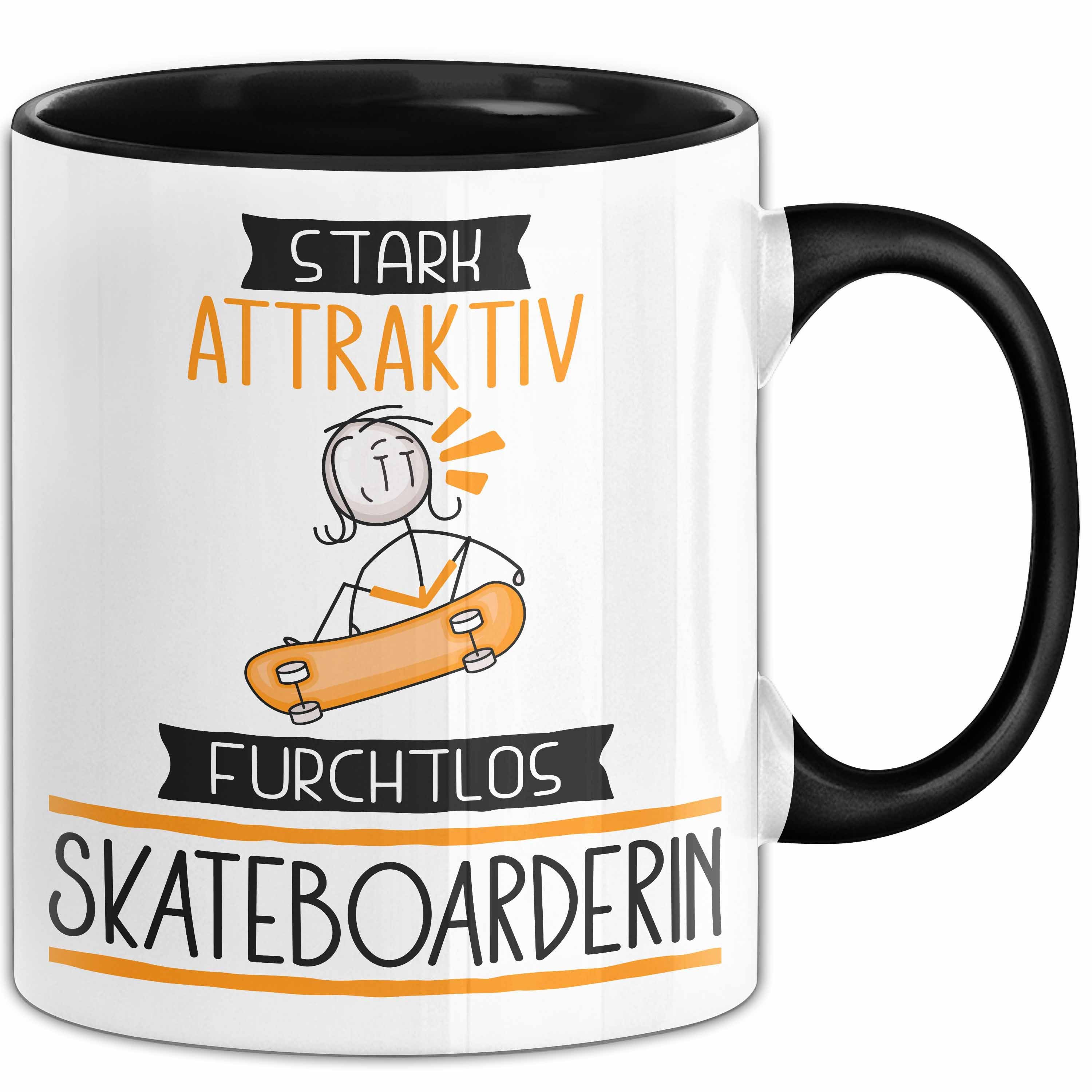 Trendation Tasse Skateboarderin Tasse Geschenk Becher Stark Attraktiv Furchtlos Skate