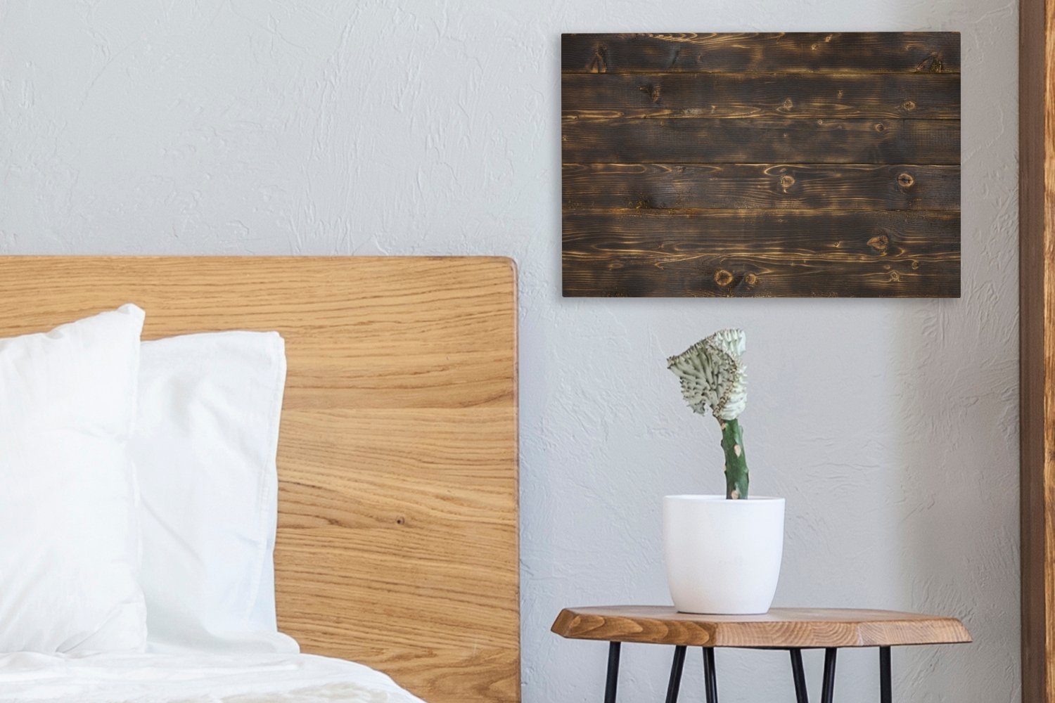 OneMillionCanvasses® Leinwandbild Holzstruktur 30x20 cm (1 Wanddeko, St), Aufhängefertig, Leinwandbilder, aus Holz, dunklem Wandbild