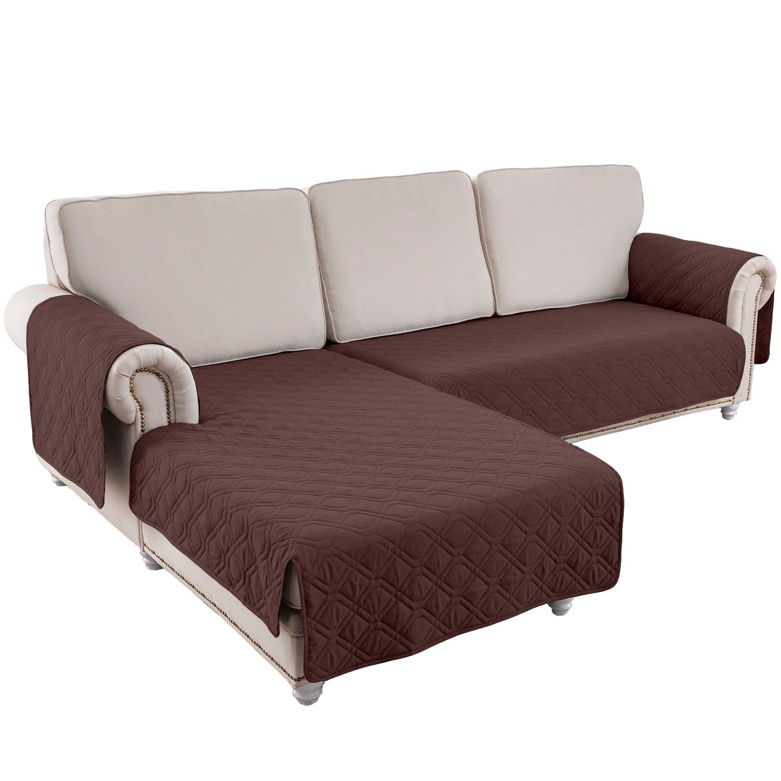 Jibenhome Sofabezug 2 Stück L-Form 100% Wasserdichte Sofaschoner, Rutschfes Sofabezug, Reversible Gesteppte Sofaüberwurf für Pet, Haustier, Kinder, Hunde