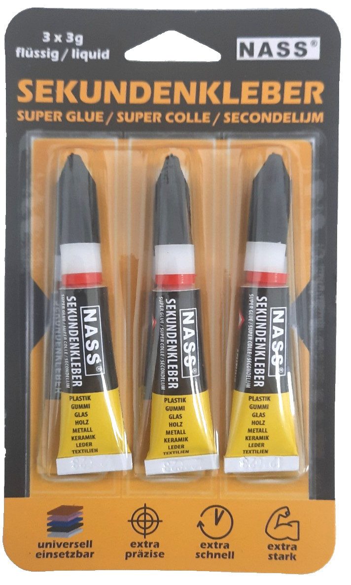 Nass Sekundenkleber Sekundenkleber Superkleber 9 Tuben á 3 g, (Spar-Set, 3- günstig online kaufen