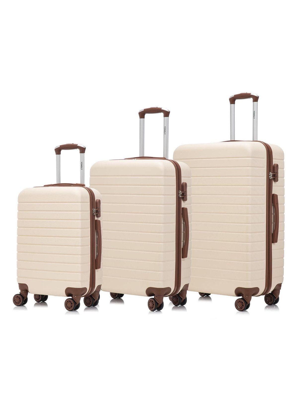 YONSLY Handgepäckkoffer Reisekoffer Trolley Rollkoffer Gepäckset Hartschale für Reisen, 4 Rollen, mit 360° Rollen, Zahlenschloss, ABS-Hartschale und Gummigriff