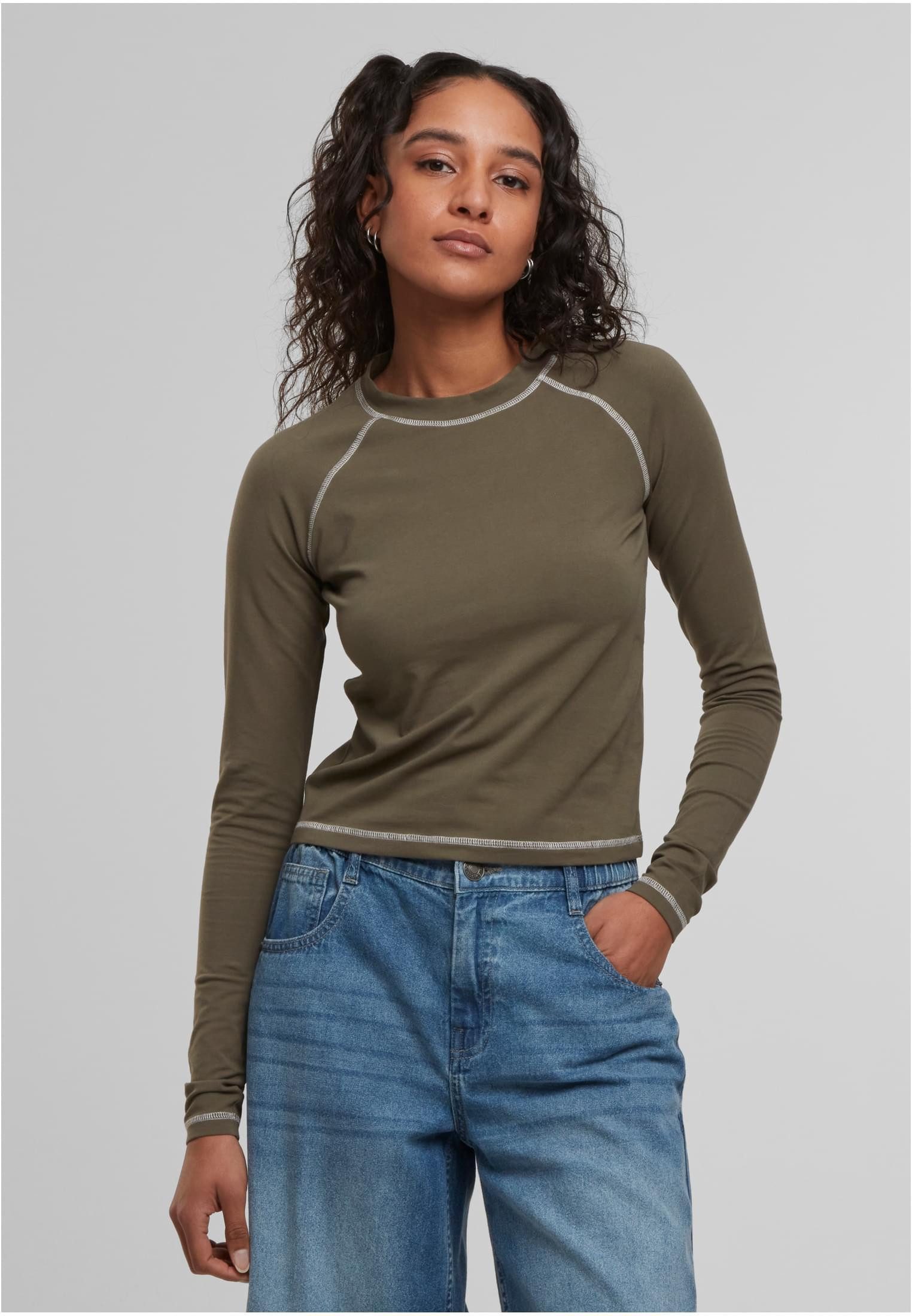URBAN CLASSICS Longsleeve Damen Contrast Jersey Longsleeve