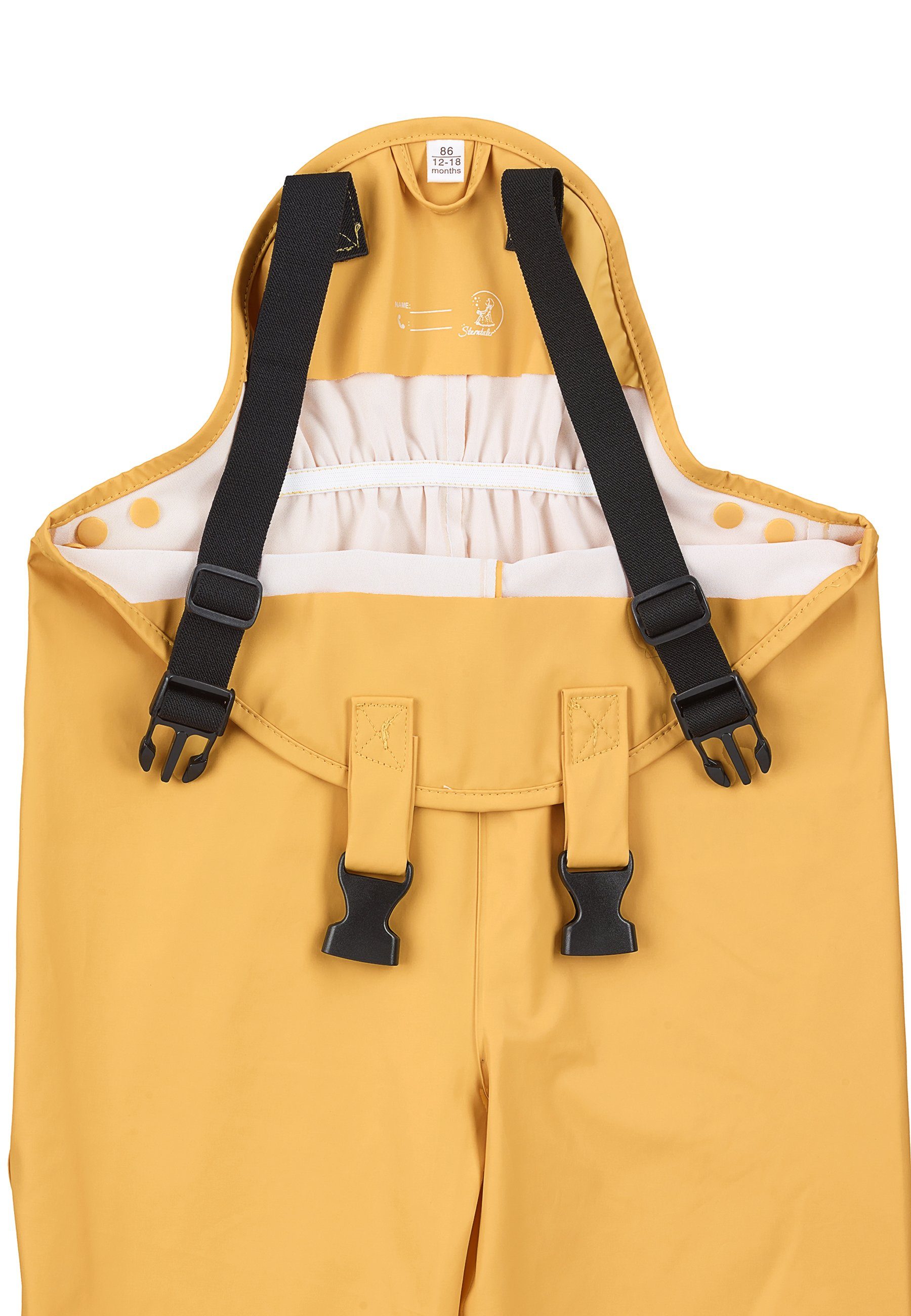 Sterntaler® Regenhose Regenhose ungefüttert uni (1-tlg., Regenträgerhose mit Druckknöpfen, Regenhose mit süßen Motiven) Kinder Hosenträger mit Reflektoren, Matschhosenträger verstellbar