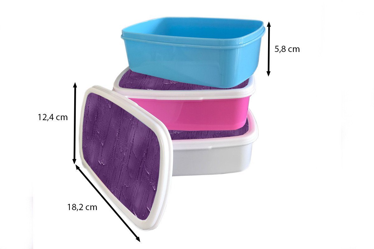 Lila Farbe Muster, Brotdose, für für - und MuchoWow Kinder Kunststoff, weiß Mädchen - und Brotbox Erwachsene, (2-tlg), Jungs Lunchbox