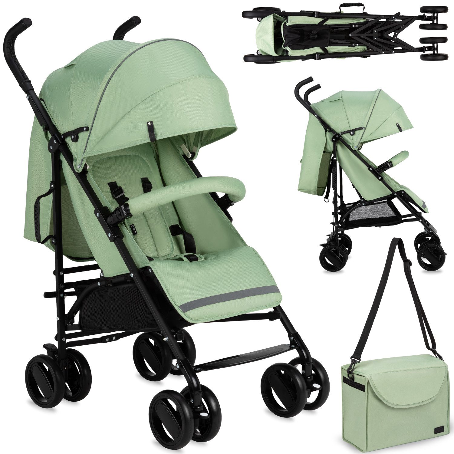 MoMi Kinder-Buggy Akira, Leicht & kompakt faltbar mit Zubehör