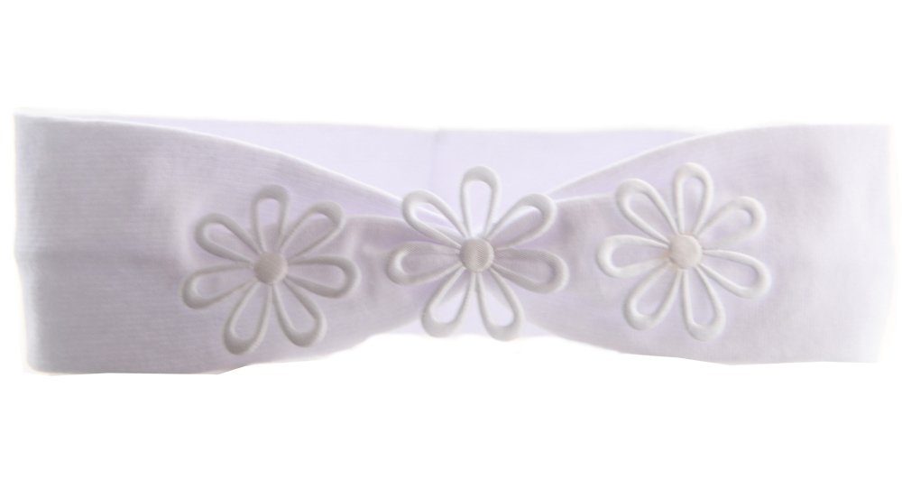 Baby & Kinder Haarband Stirnband Weiß Blume Taufe Fest Kopfband Ohrenschutz NEU 
