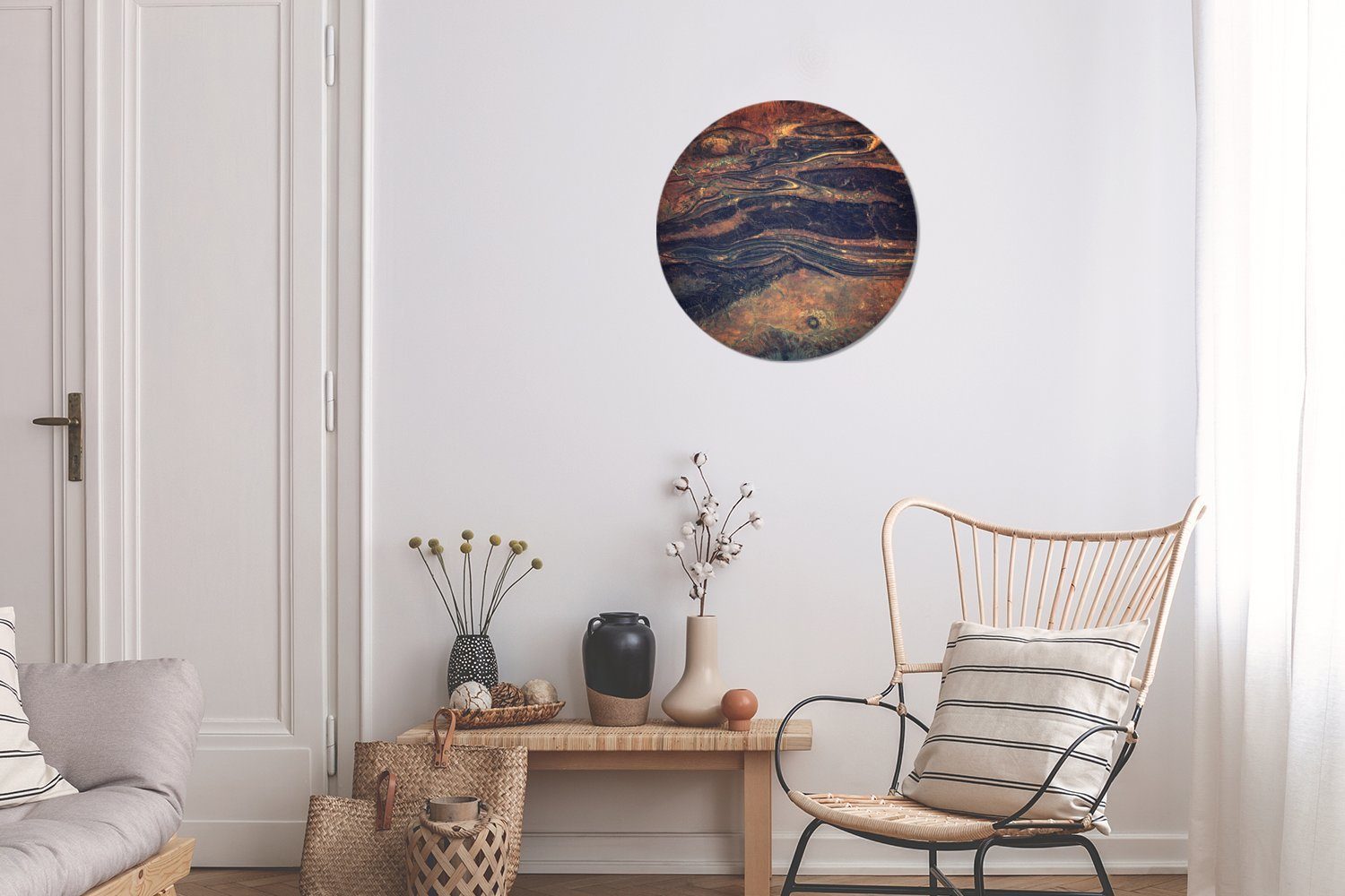 cm Satellitenbild Forex, Landschaft, Wandbild, Gemälde Kreis Wanddekoration Rundes der MuchoWow Wohnzimmer, (1 australischen St), 30x30