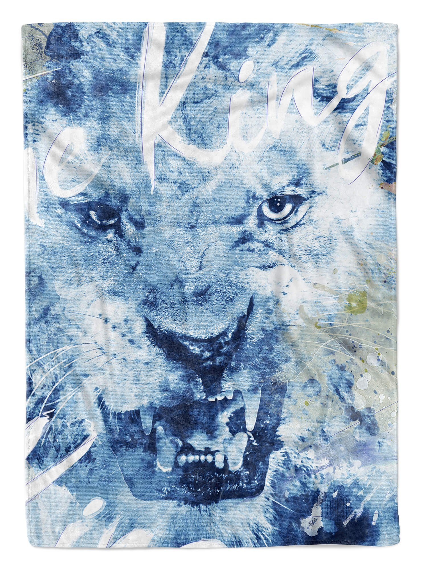 Sinus Art Handtücher Handtuch Lion Strandhandtuch Handtuch Baumwolle-Polyester-Mix Kunstvoll SplashArt Saunatuch Kuscheldecke King (1-St), Tier M, Serie