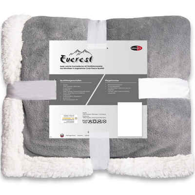 Wohndecke Everest Kuscheldecke Sofadecke Couch Fleece XXL 200x220cm silber, CelinaTex, allergikergeeignet,anschmiegsam,bügelfrei,flauschig,mollig warm,warm