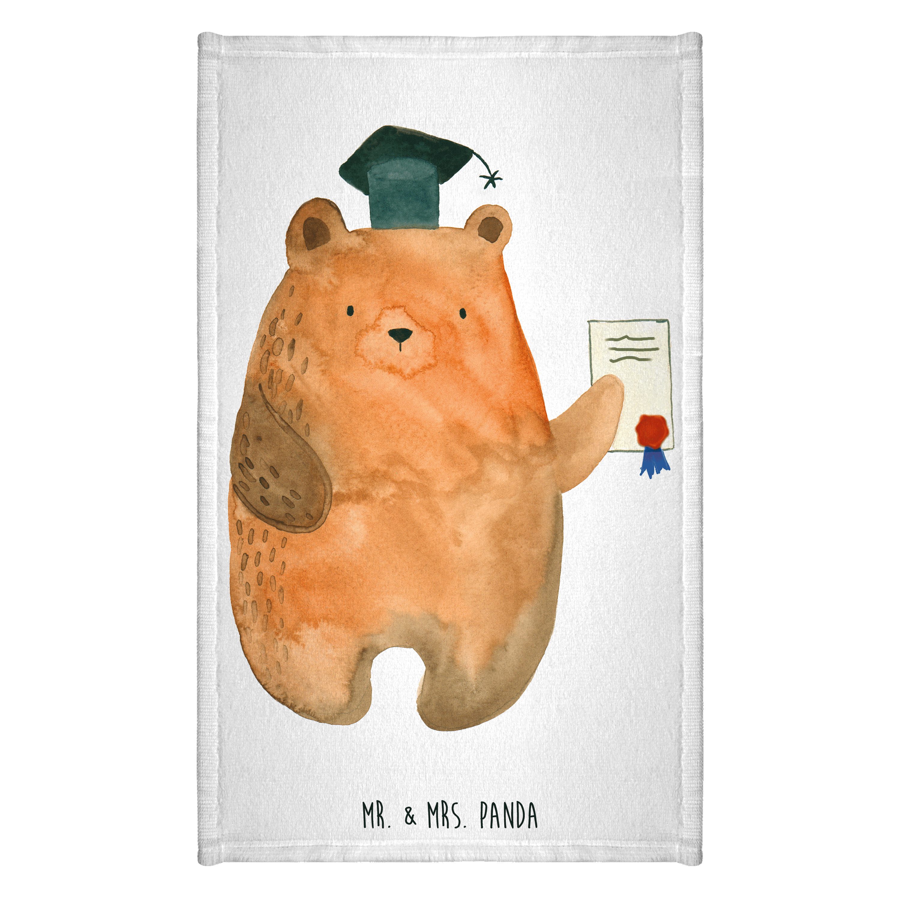 Handtuch Bär Prüfung - Weiß - Geschenk, Teddy, Reisehandtuch, Gästetuch, Prüfu