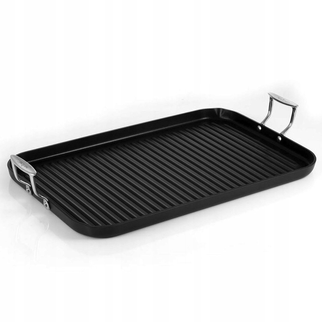 Grillpfanne Plancha Grillplatte 56×32 cm – Gusseisenpfanne mit Rillen