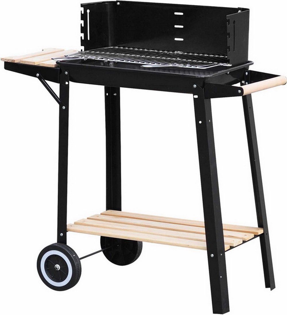 Kynast Holzkohlegrill Excklusiv Grillwagen Grill-Wagen, 5-fach höhenverstellbares Grillrost, 2 Räder