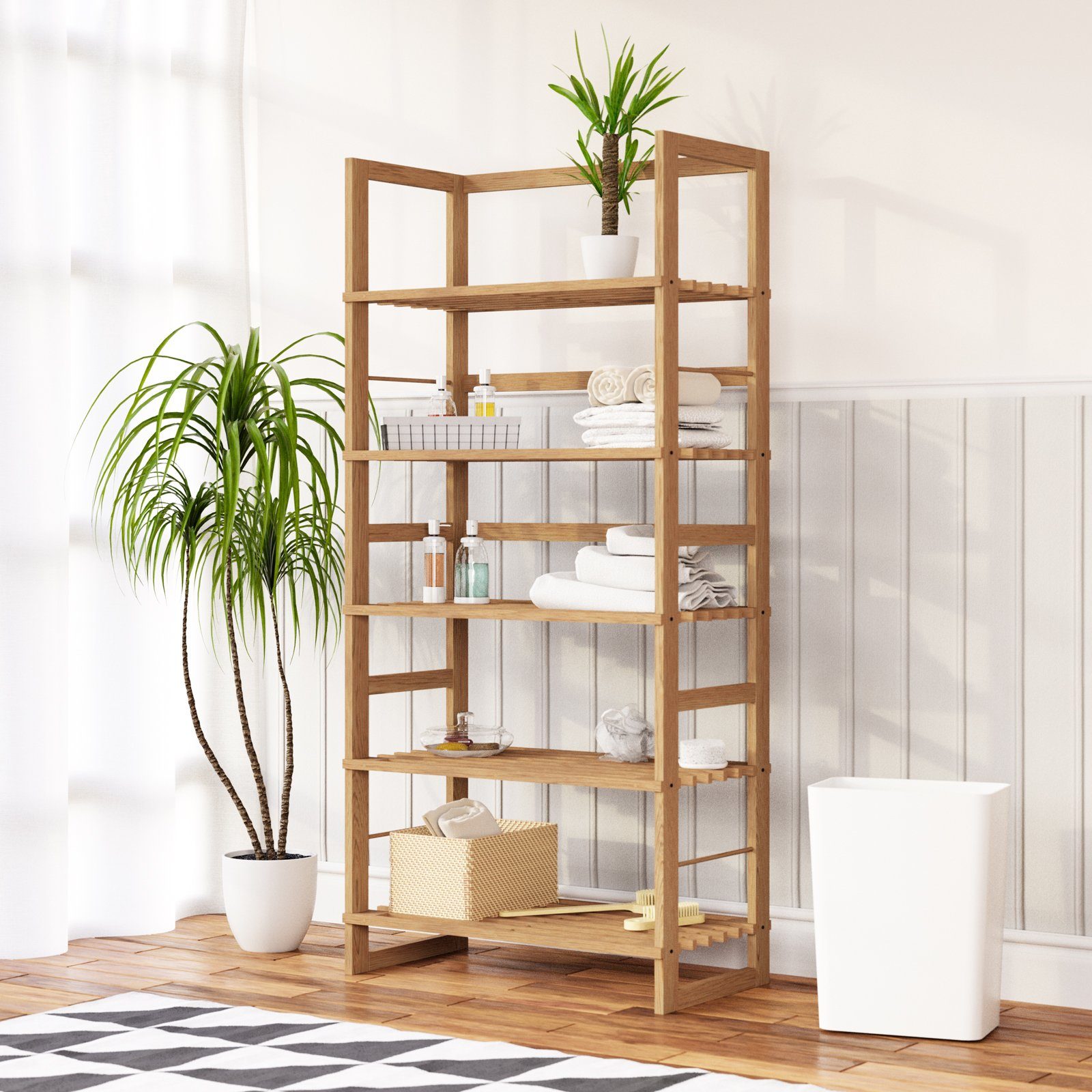 Casaria Standregal Öland, Badregal Holz 5 Böden Kellerregal Holzregal Bad B günstig online kaufen