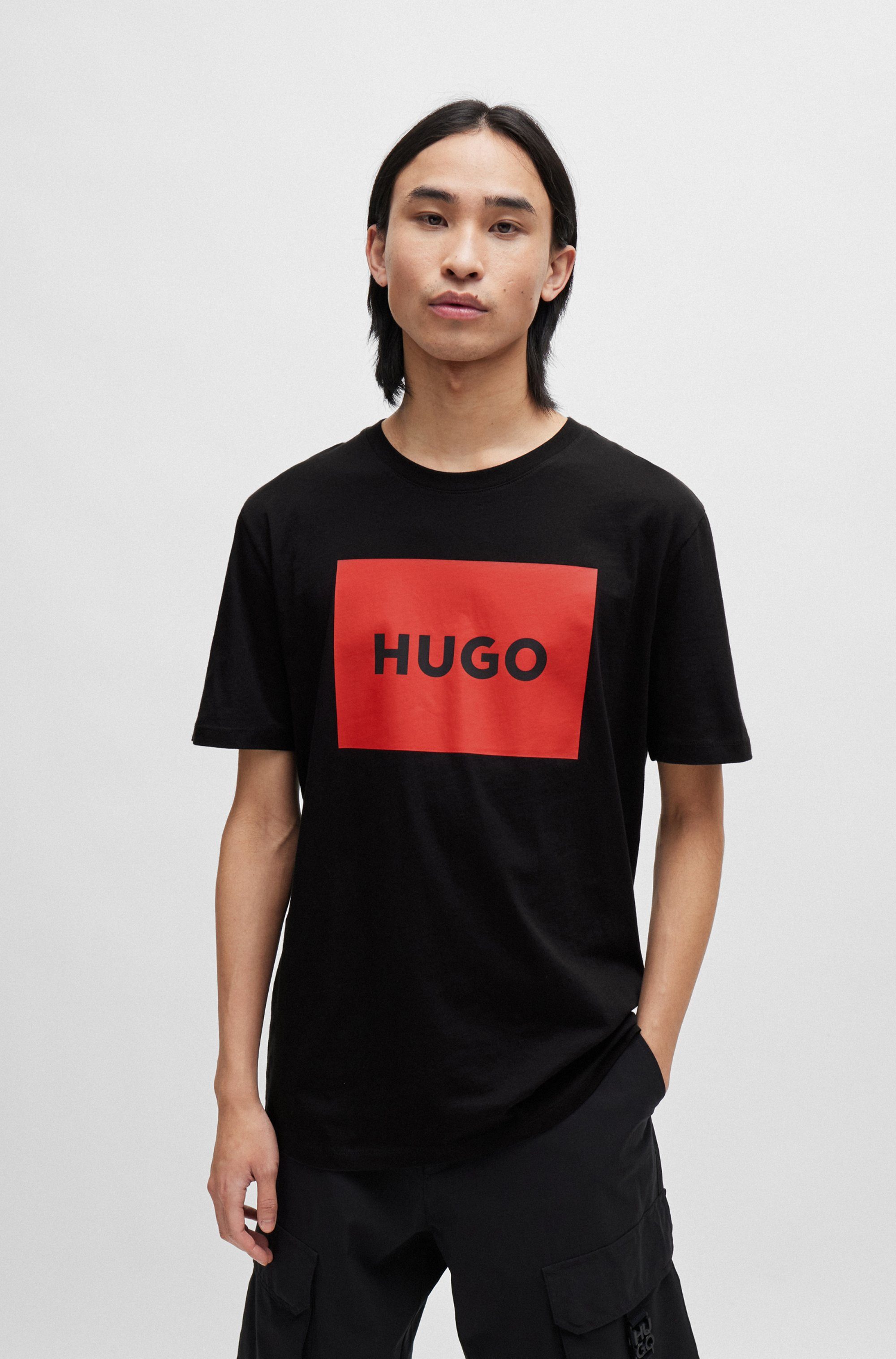 HUGO T-Shirt Dulive Rundhalsausschnitt, Regular Fit, Basic Must Have, HUGO Logo Gummidruck