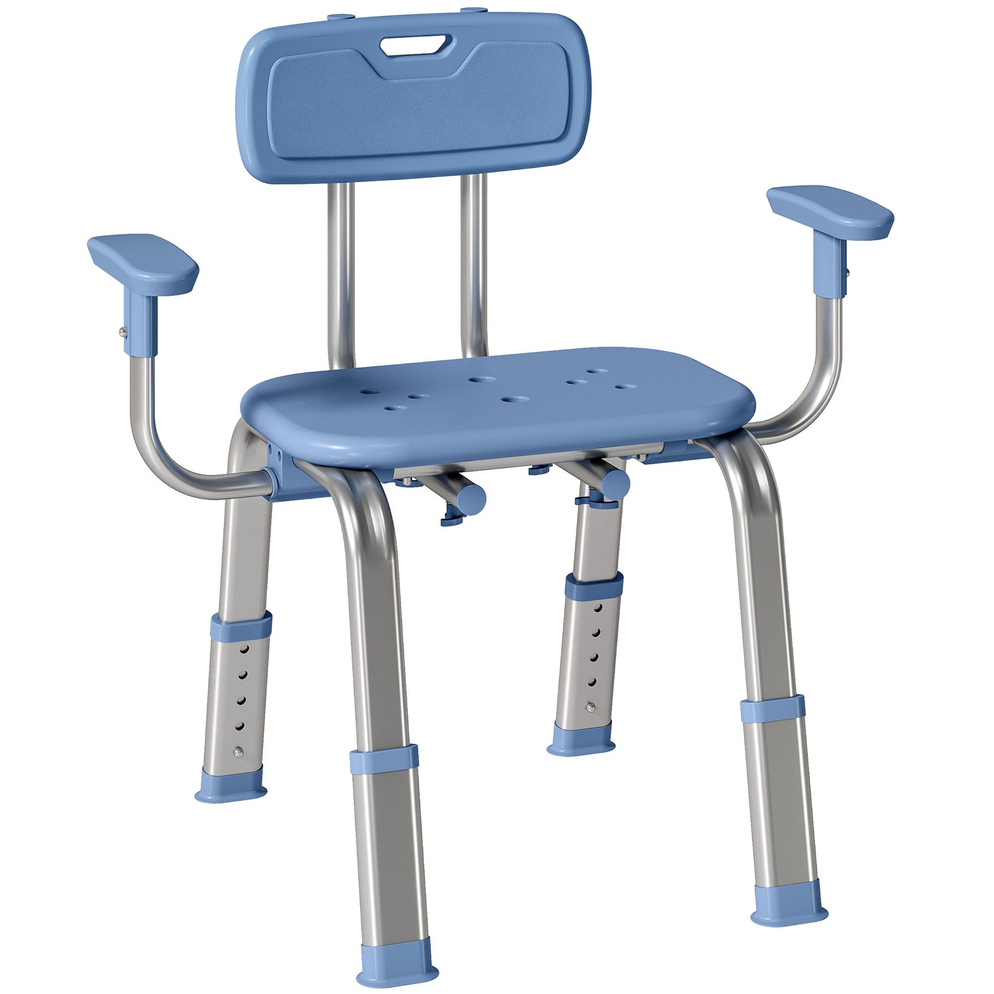 ibettertec Duschstuhl Ergonomischer Duschstuhl mit Armlehnen und Rückenlehne, Höhenverstellbarer Sitz für sichere Körperpflege