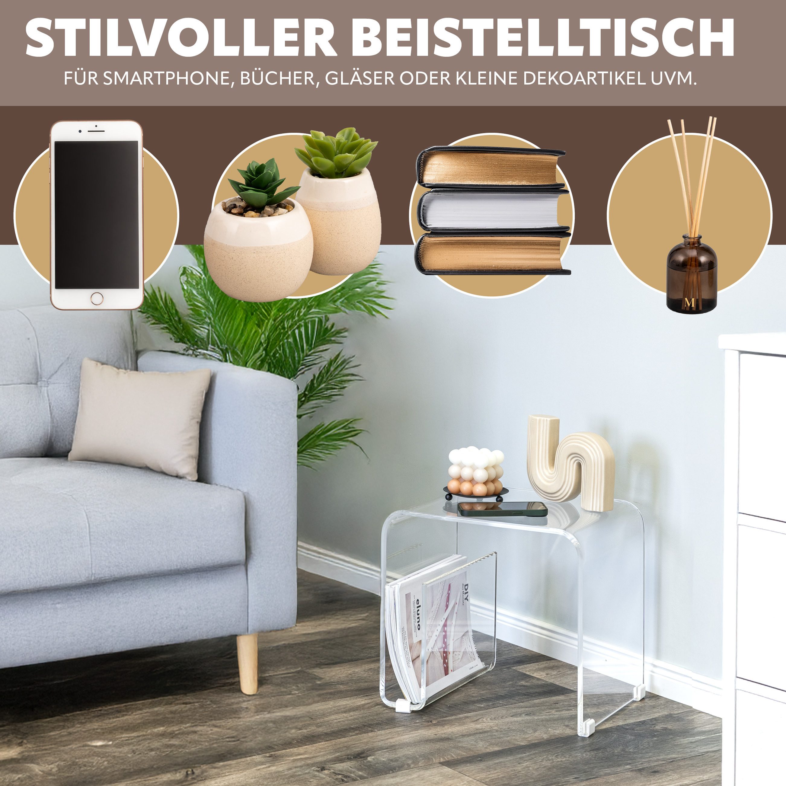 eluno Beistelltisch 2in1 aus Acryl mit günstig online kaufen