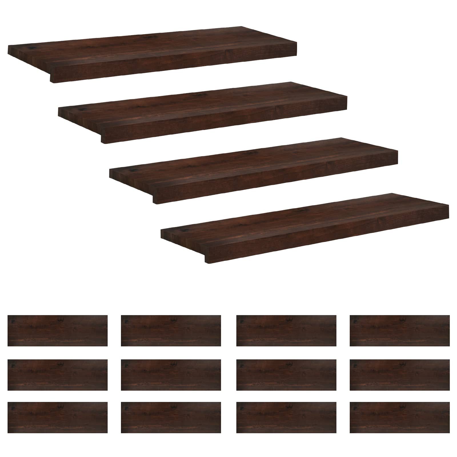 vidaXL Stufenmatte Treppenstufen 16 stk. 80 x 25 x 2 cm Dunkelbraun, Höhe: 2 mm