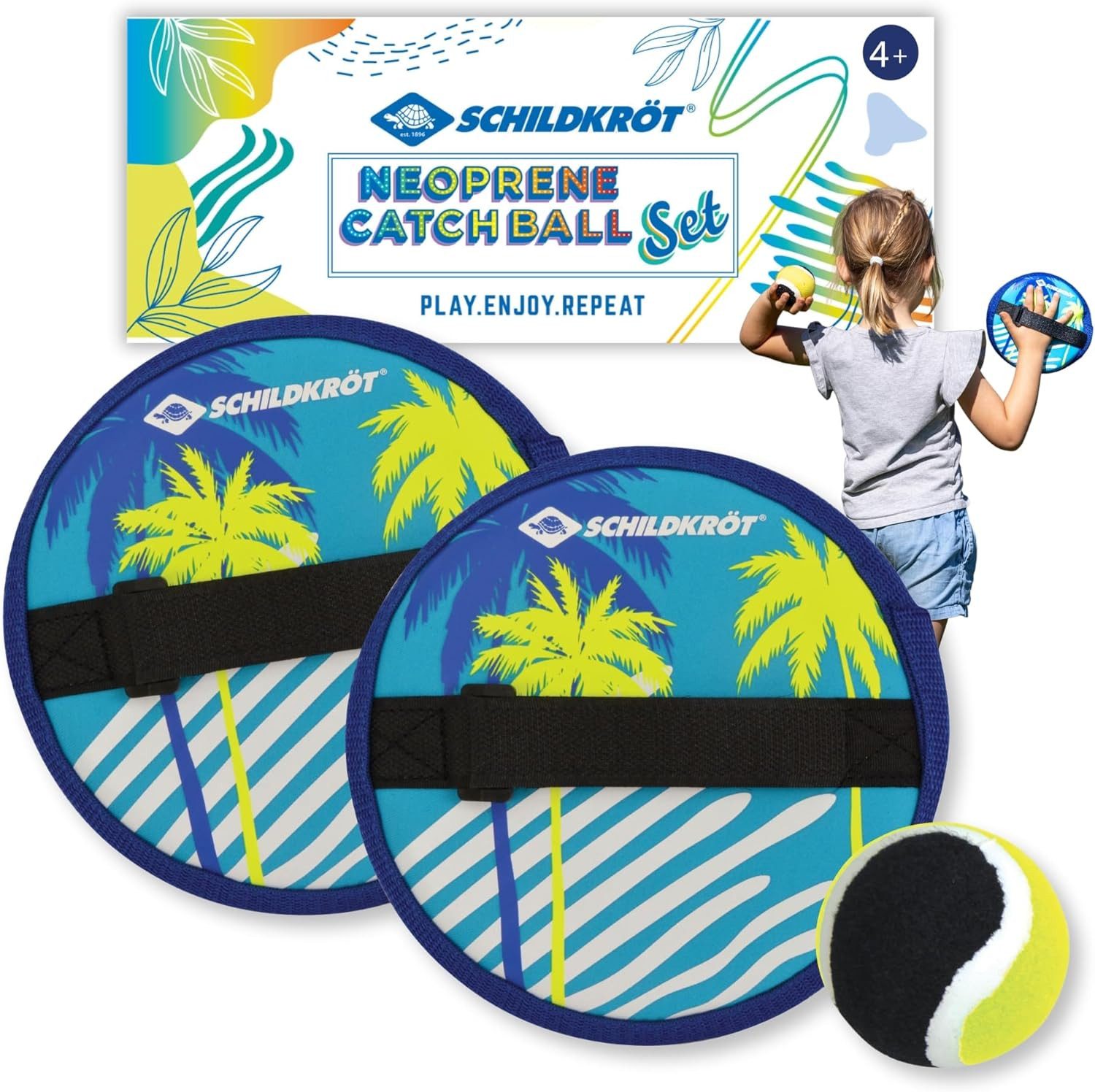 Schildkröt Spiel Schildkröt Klettball Set Neopren blau 4-teilig