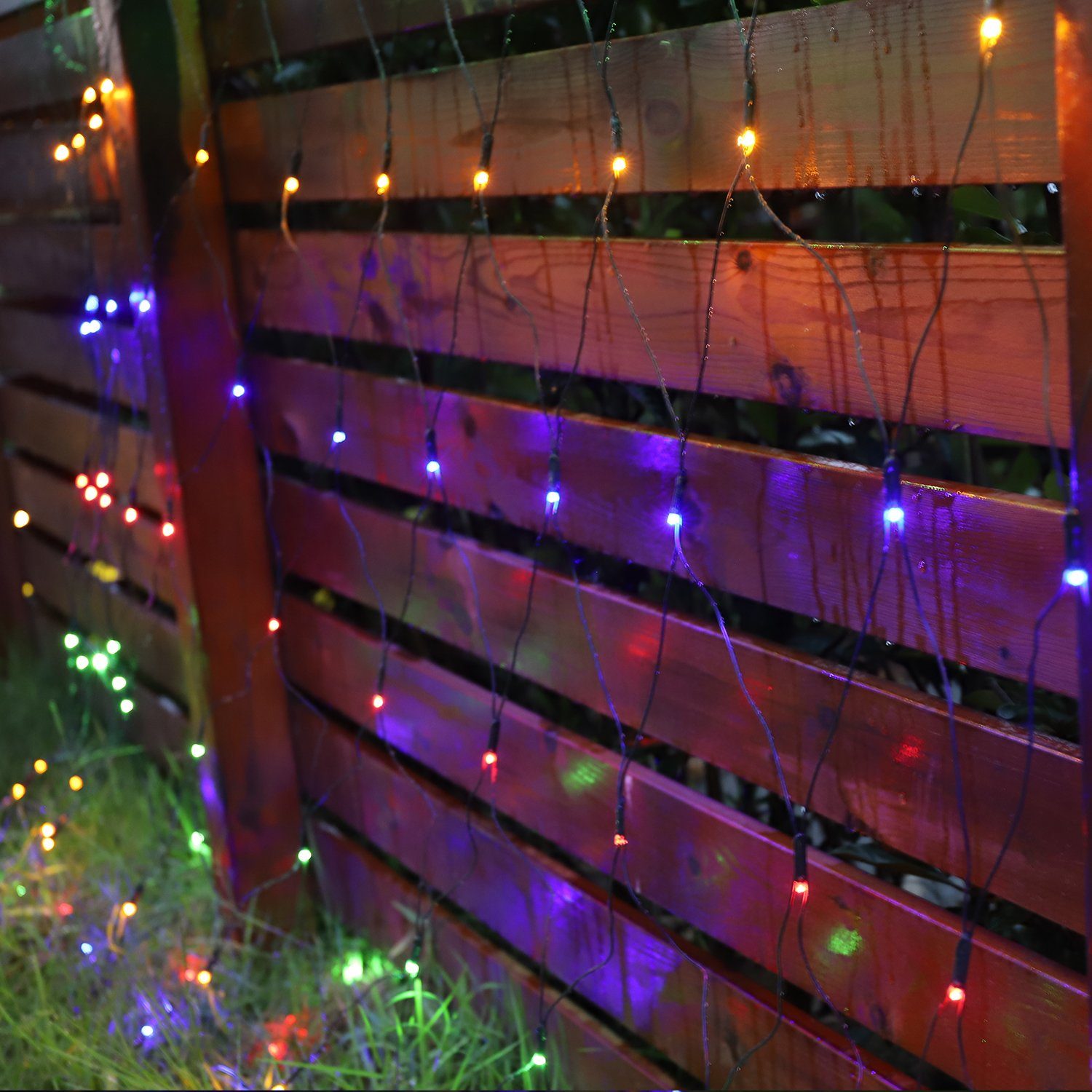 Salcar LED-Lichterkette Lichterkette Bunt LED 3x2m Außen Garten Lichternetz