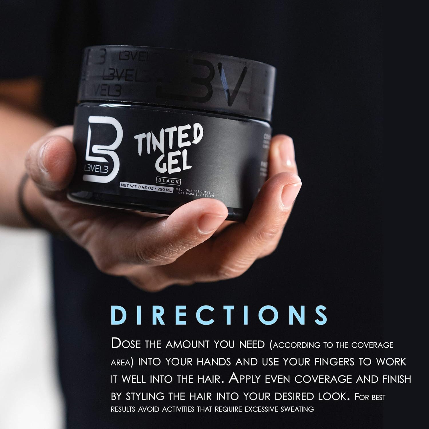 L3VEL3™ Distribution and Corporate Haargel L3VEL3 Tinted Gel Schwarz 250ml – Grauhaarabdeckung & Stylinggel