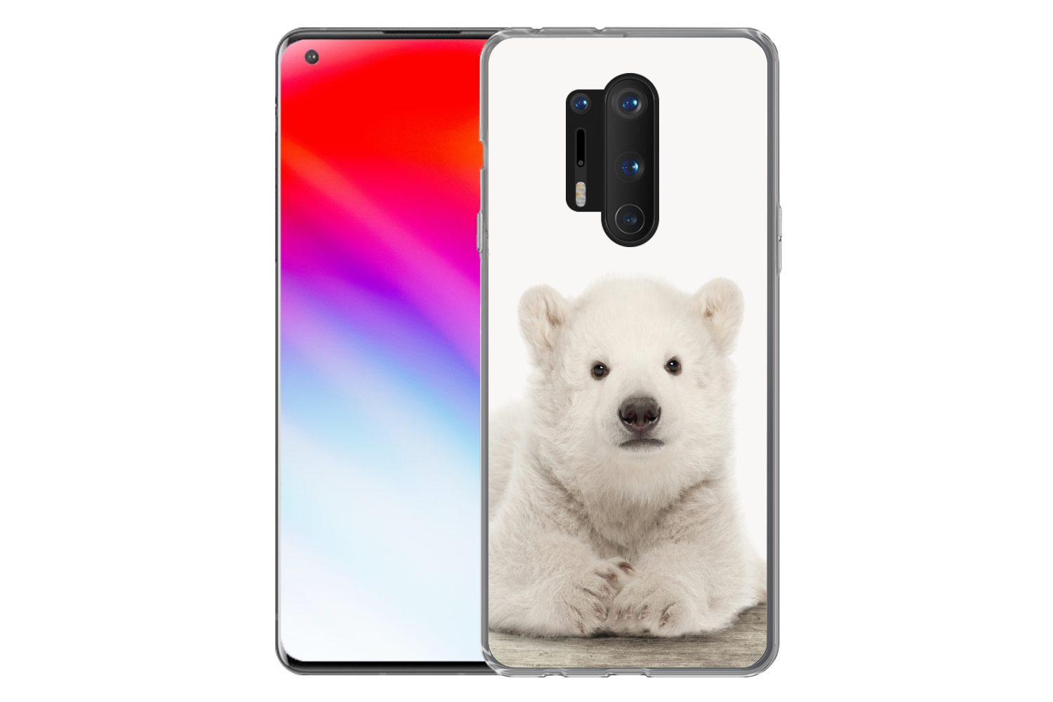 MuchoWow Handyhülle für OnePlus 8 Pro Eisbär - Tiere - Kinder - Weiß - Jungen - Mädchen, Phone Case, Silikon, Schutzhülle Dünn