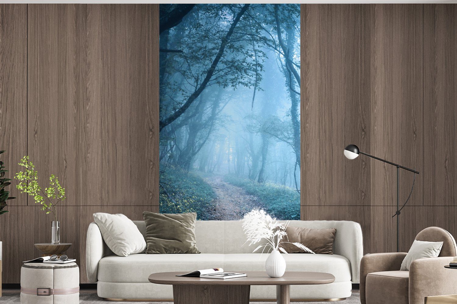 MuchoWow Matt, (2 - Bäume Wohnzimmer Vliestapete Nebel, - Fototapete bedruckt, Fototapete St), Küche, für Schlafzimmer Natur