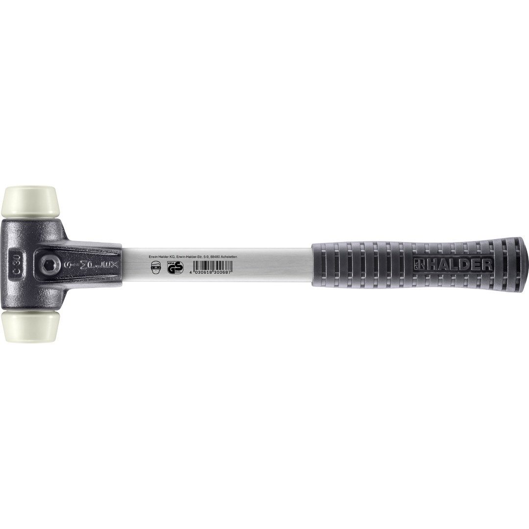 Gummihammer HALDER SIMPLEX Schonhammer Ø 30 mm Nylon mit verstärkem Tempergussgehä
