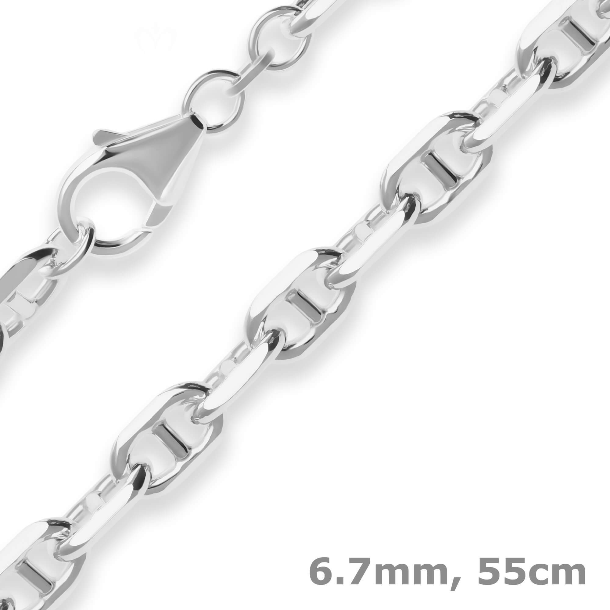 Silberkette 6,7mm Ankerkette-Steg aus 925 Silber 55cm