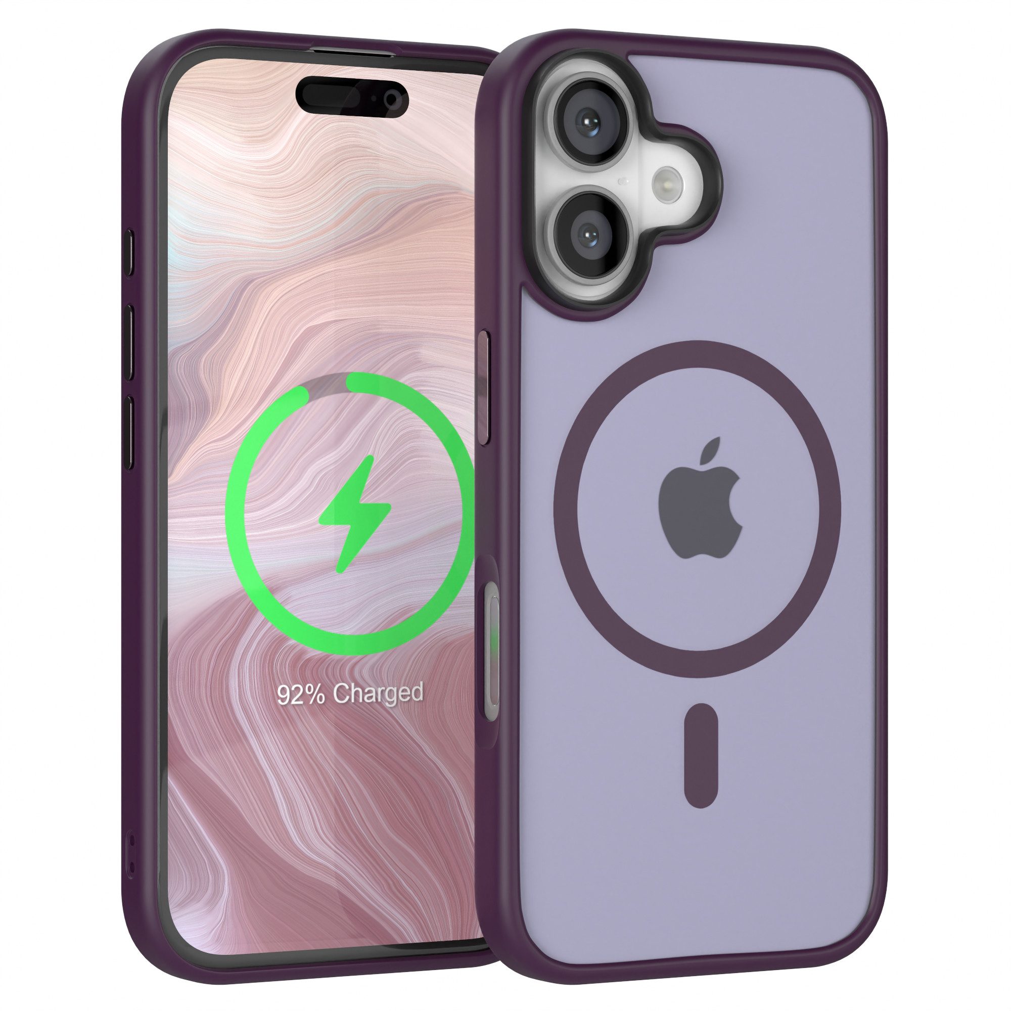 EAZY CASE Handyhülle Outdoor Case MagSafe für Apple iPhone 16 6,1 Zoll, Handyhülle stoßfest Silikon Case kratzfest modern Etui MagSafe Lila