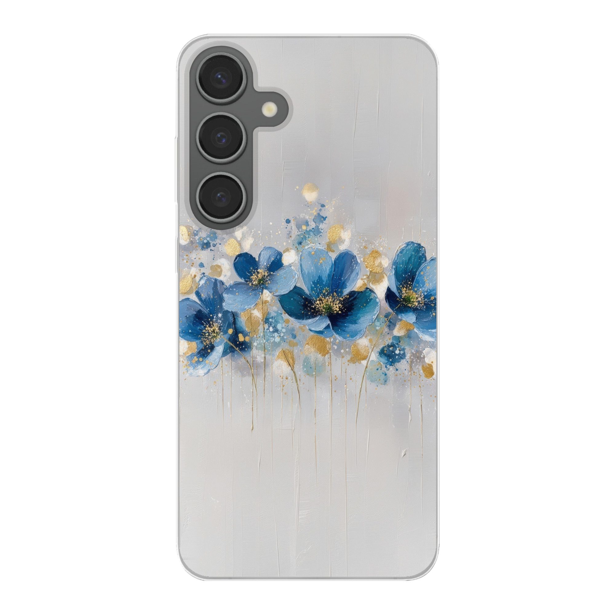Handyhülle für Samsung Galaxy S24 Plus Blumen - Blau - Abstrakt