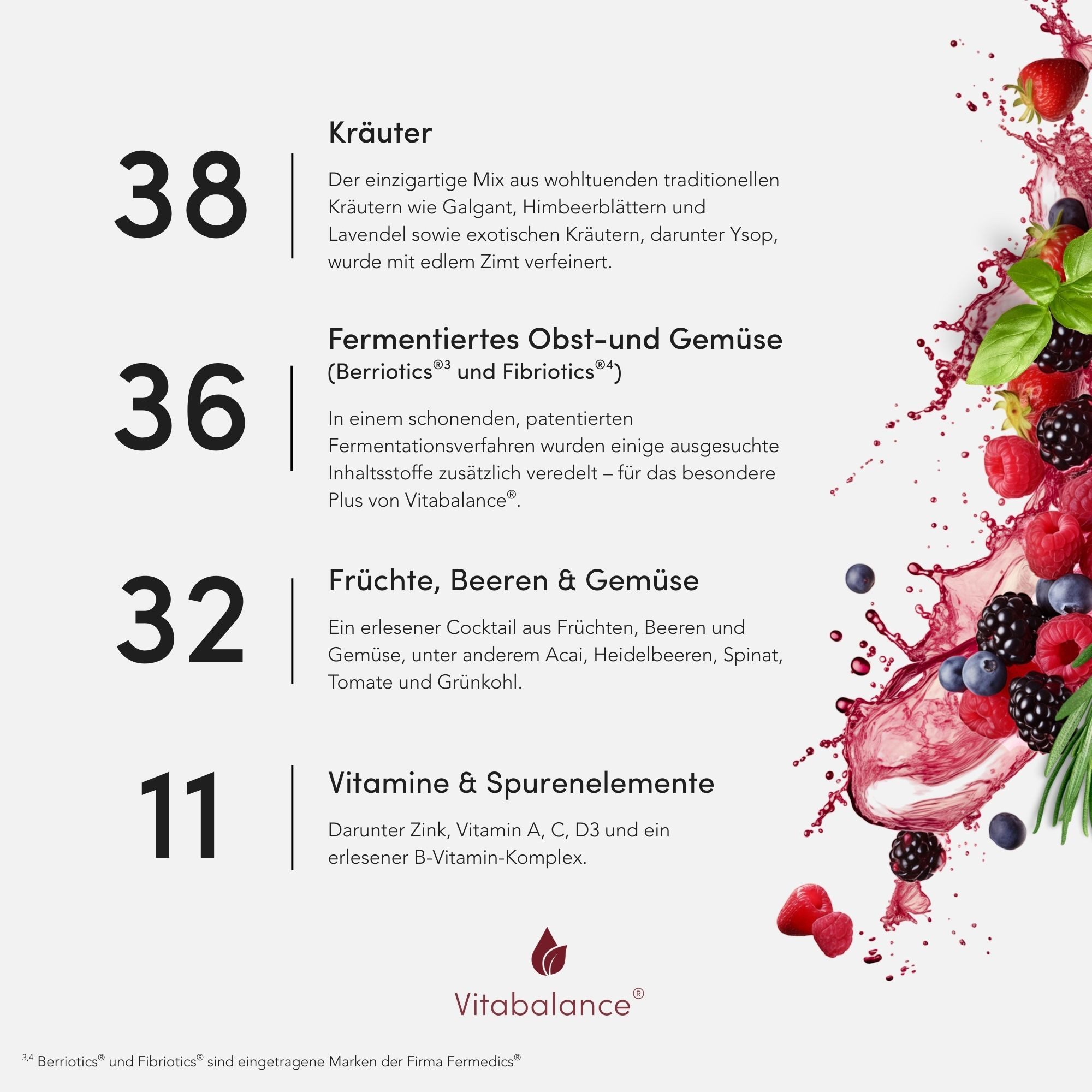 Vitabalance® Mikronährstoffkonzentrat mit 128 Zutaten für tägliche Versorgung Flüssig, Mit 128 Zutaten, darunter 36 fermentierte Obst- und Gemüsesorten
