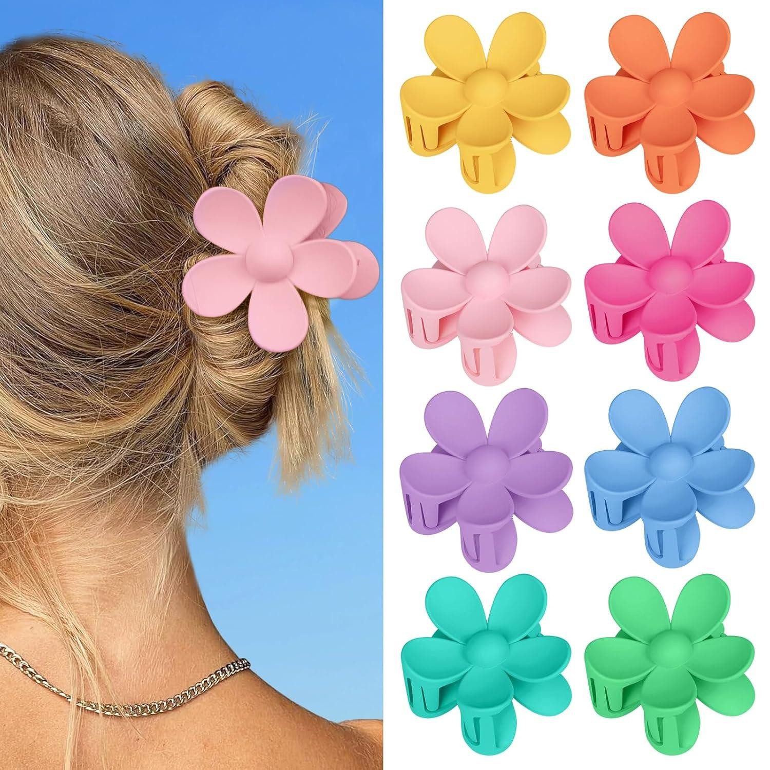 Haarklammer Haarklammer Blume Groß 8 Stück Blumen Haarspange Kunststoff Damen