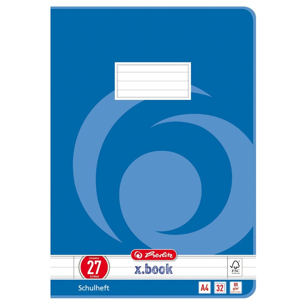 Herlitz Schulheft 5 Herlitz Schulhefte / DIN A4 / 32 Blatt / Lineatur 27