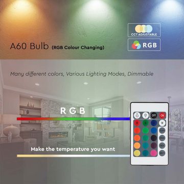 etc-shop LED-Leuchtmittel, RGB LED E27 Leuchtmittel Fernbedienung Glühbirne, Farbwechsel Lampe