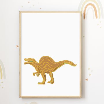 Tigerlino Poster Dinosaurier Bilder 4er Set Kinderzimmer Dino Wandbilder Babyzimmer