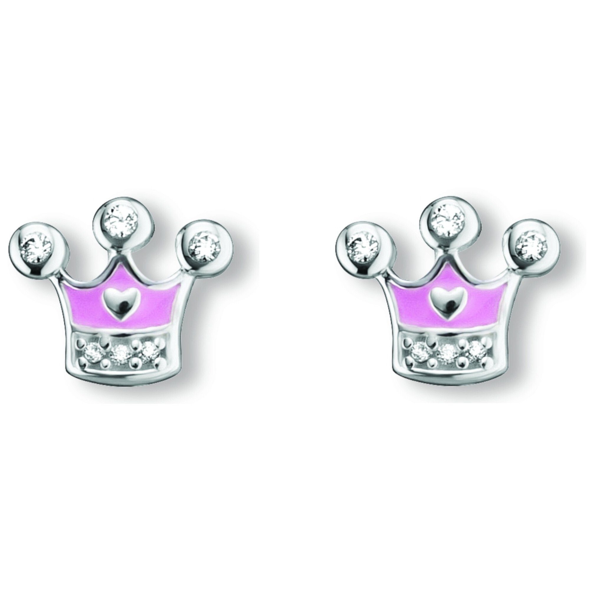 neuestes Schnäppchen 925 Ohrringe Zirkonia Silber ONE Krone Silber, Ohrstecker Damen Krone Ohrstecker Paar aus Schmuck ELEMENT