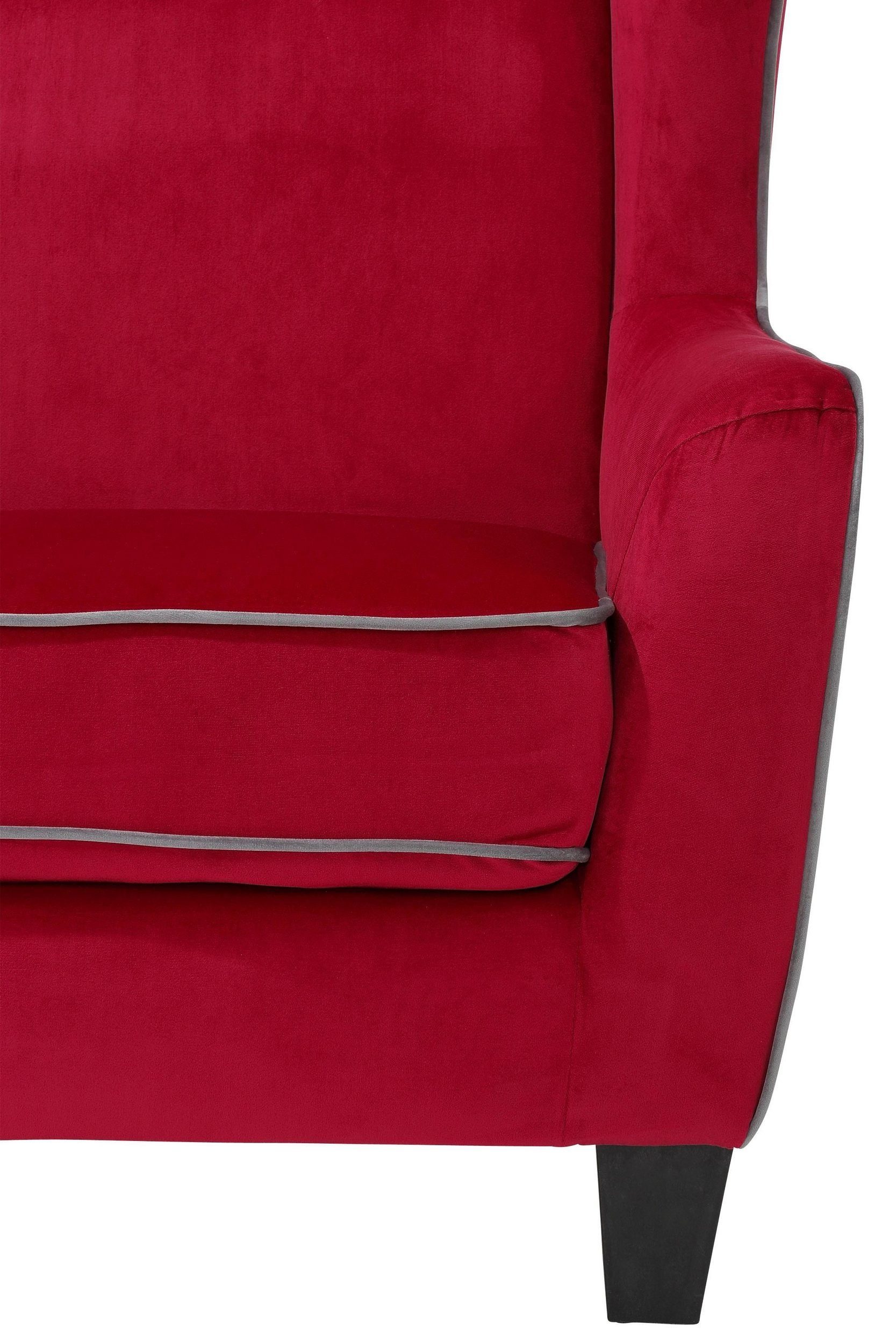 loft24 Ohrensessel cm Pernia, Gestell, 44 FSC®-zertifiziertes Sitzhöhe rot/grau Microfaser Bezug