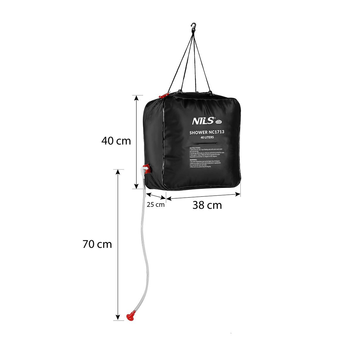 NILS CAMP Solardusche Campingdusche mobiler tragbarer Duschsack 40L