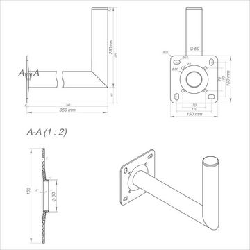 SkyRevolt 35cm Wandhalter ALU 50mm für Wandmontage Schraubensatz SAT-Halterung