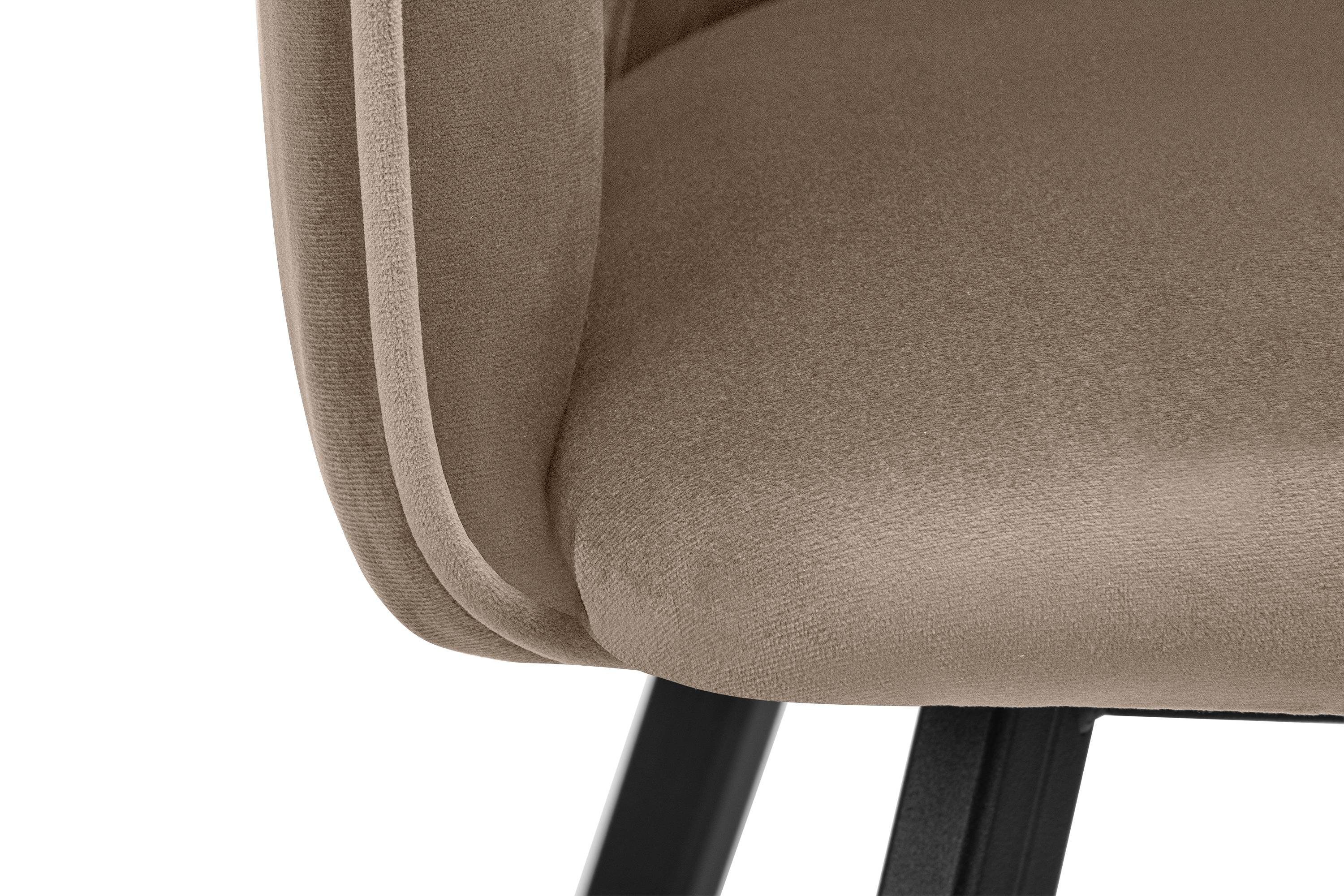 Konsimo Polsterstuhl PYRUS Esstischstühl Wohnzimmerstühl beige in | Velours-Sitz, hergestellt schwarzer EU St), der 2 beige/schwarz (Esszimmerstühl, Metallrahmen