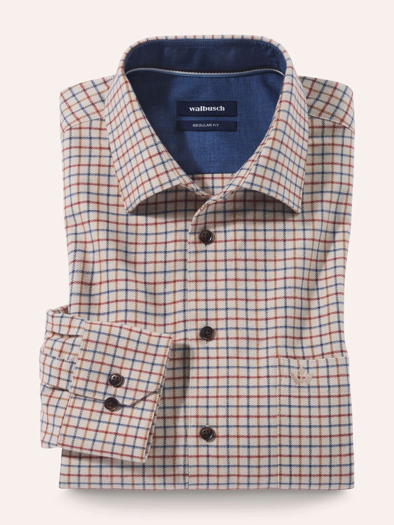 Walbusch Flanellhemd Herren Flanell-Hemd mit Relax-Kragen Regular fit Langarm verkürzt, modern, pflegeleicht, atmungsaktiv, wärmend – Bild 2 von 4