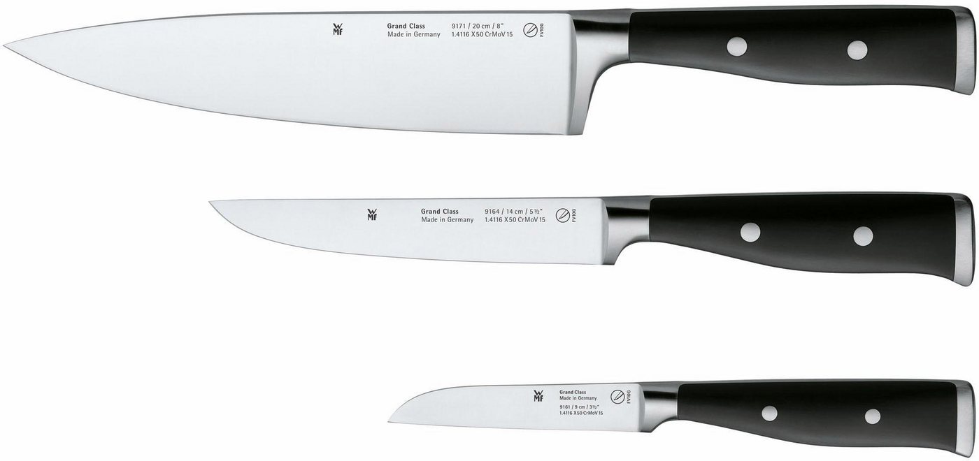 WMF Messer-Set Grand Class (Set, 3-tlg., Kochmesser 35 cm, Zubereitungsmesser 27 cm, Gemüsemesser 21 cm), Spezialklingenstahl, Made in …