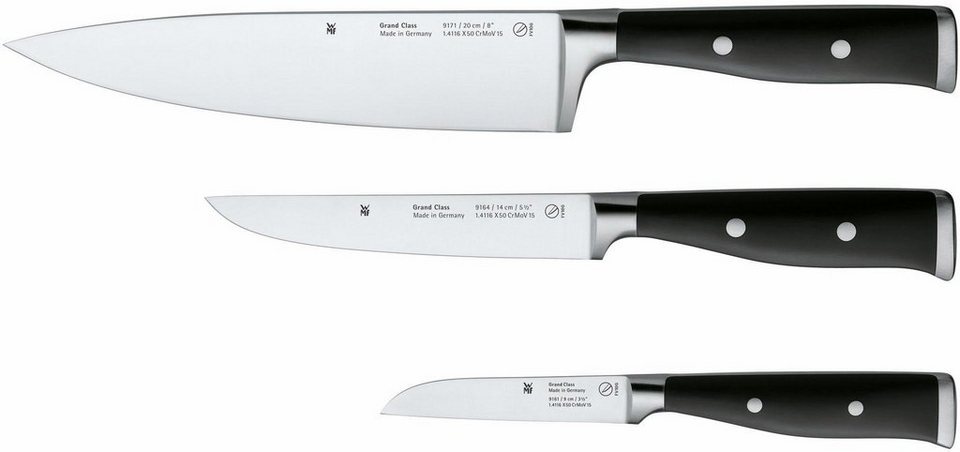 WMF Messer-Set, Grand Class 3-teilig, Geschmiedete Klinge aus rostfreiem und  säurebeständigem Spezialklingenstahl