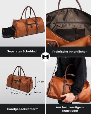 Gentlemen's Weekender - Kunstleder Reisetasche mit separatem Schuhfach, Sporttasche für jeden Anlass - vegan mit Schultergurt und Trackerfach