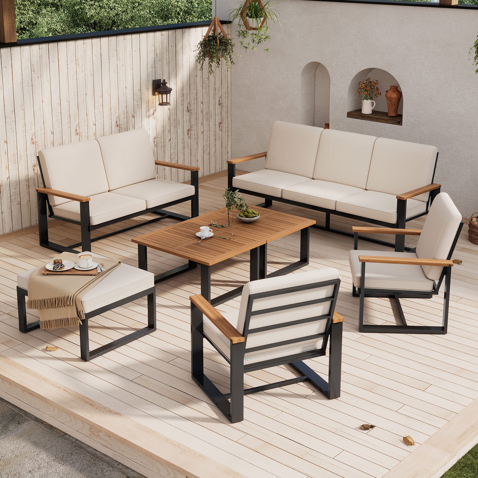 Ulife Gartenlounge-Set Gartenmöbel-Set, Balkonset, Tischplatte aus günstig online kaufen