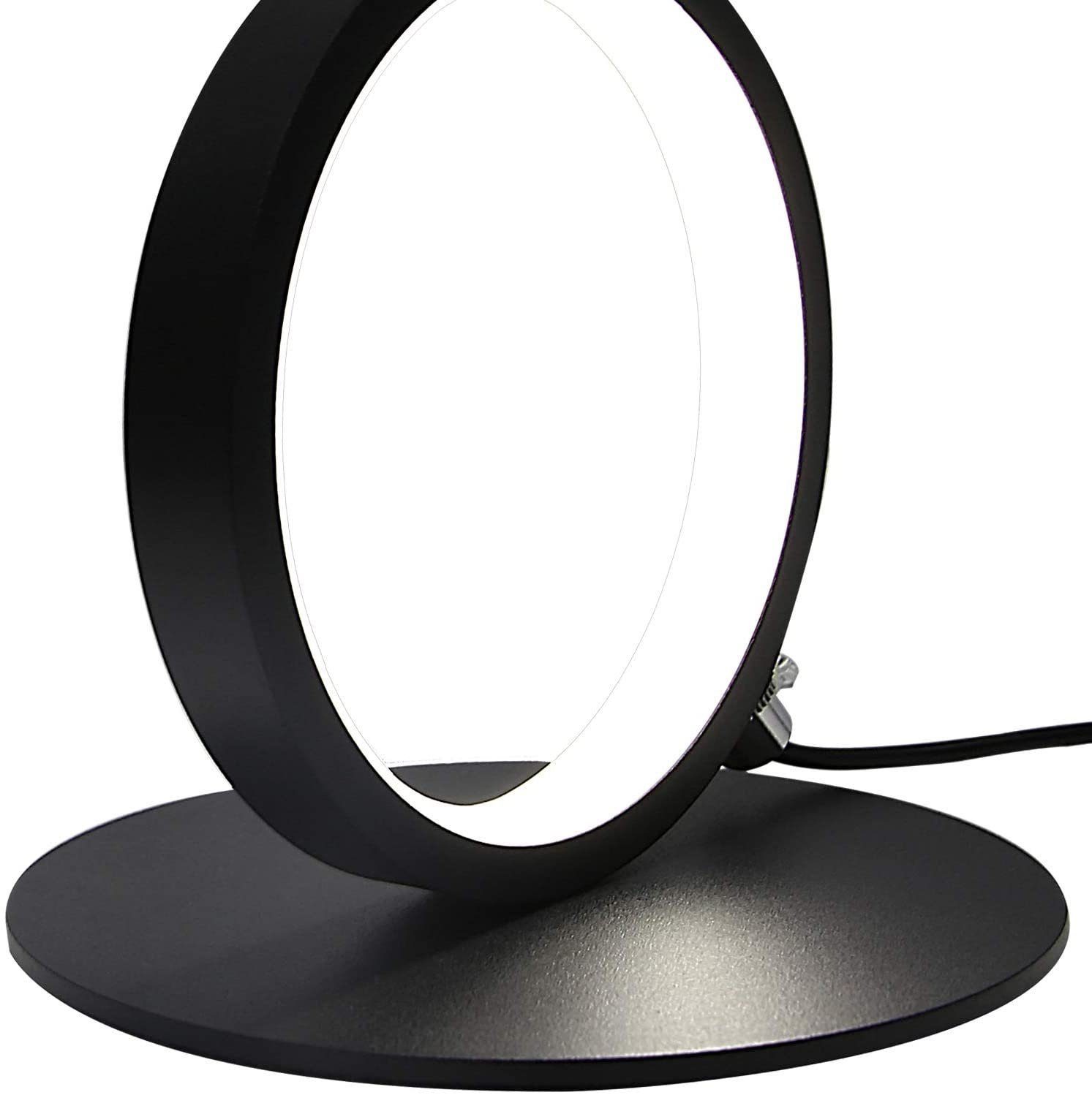 ZMH LED Tischleuchte Modern fest Ring Aluminium integriert, Schwarz Schwarz Nachttischlampe LED Deko Dimmbar, warmweiß-kaltweiß, Nachtlampe, 2x