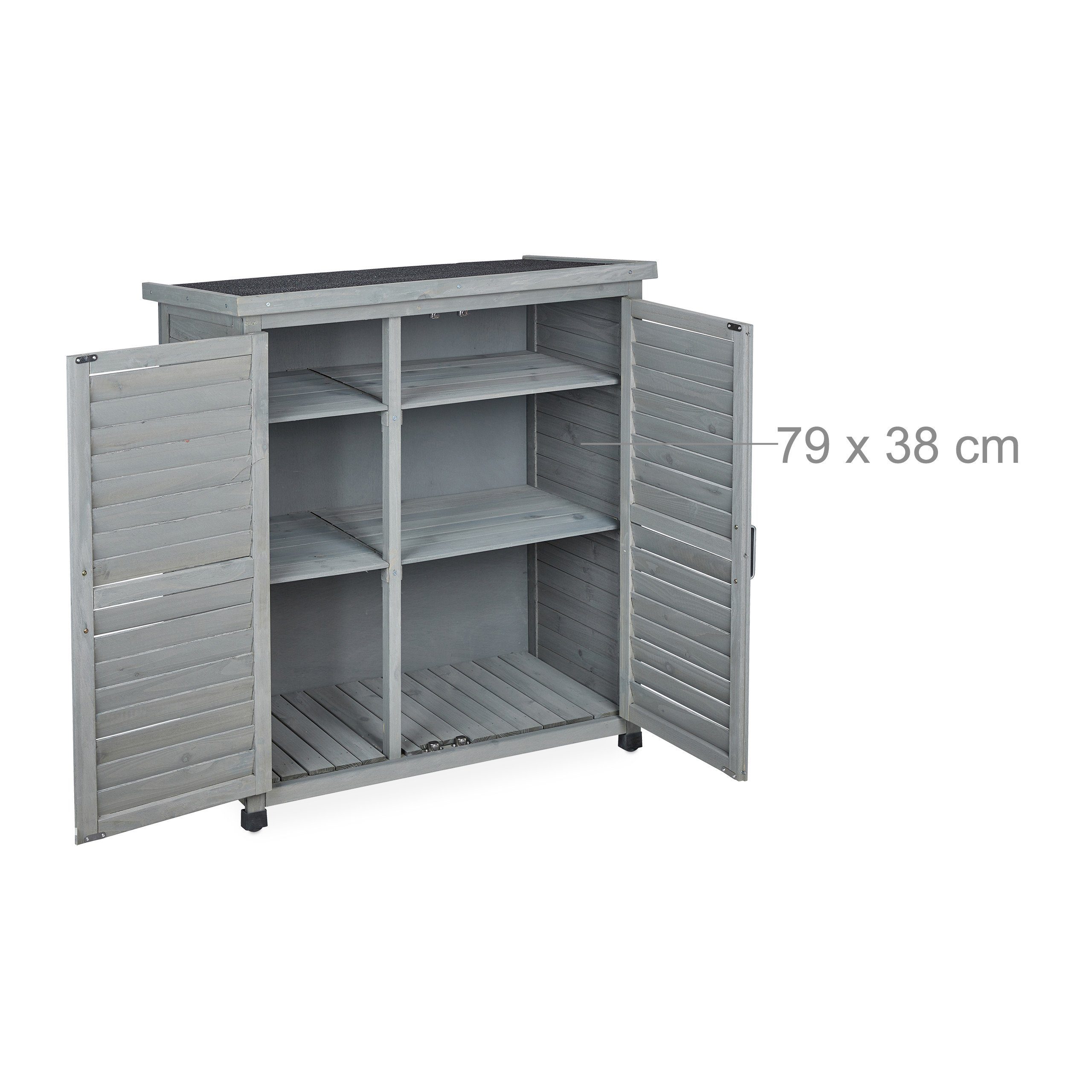 relaxdays Garten-Geräteschrank Grauer Gartenschrank 3 Fächer, BxT: 86.5x47 cm, (1 St) – Bild 5 von 5