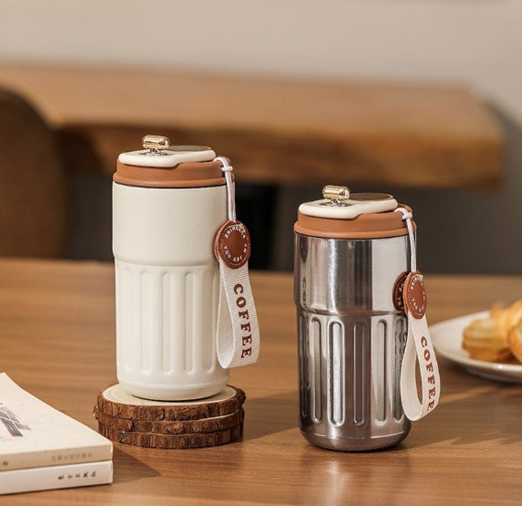 XDeer Thermobecher Kaffeebecher Digitalanzeige Thermosflaschen 450ml 316 Edelstahl Travel, Thermobecher auslaufsicher mit Deckel für Kaffee-to-go Becher