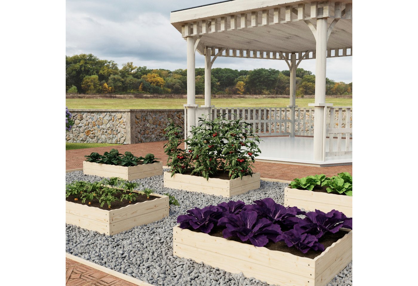 Thumbnail - QLS Hochbeet aus Kiefernholz Verschiedene Höhe Varianten, zum Bepflanzen von Gemüse Kräutern Garten 120x80 cm